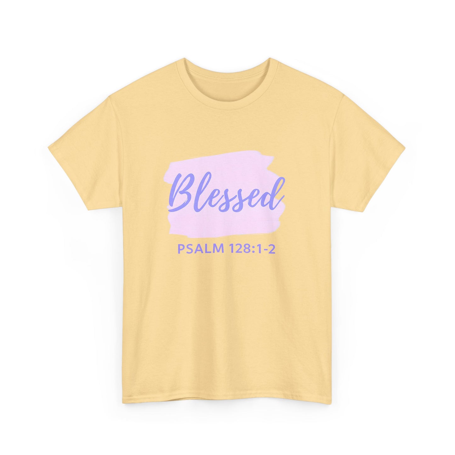 Blessed Unisex Heavy Cotton Tee, Inspirational Shirt, Faith-Focused Apparel, Gift for Religious Occasions, Psalm 128:1-2
