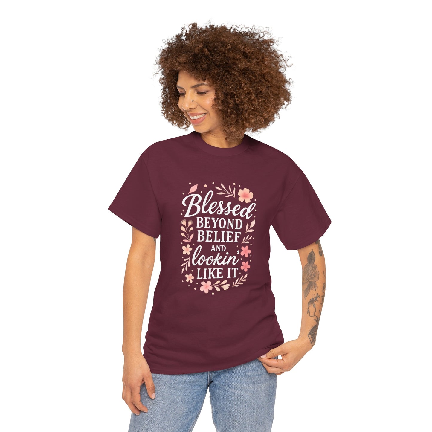 Blessed Beyond Belief Tee, Inspirational Unisex Heavy Cotton T-Shirt, Faith-Based Gift, Motivational Apparel, Casual Wear, Unique Top