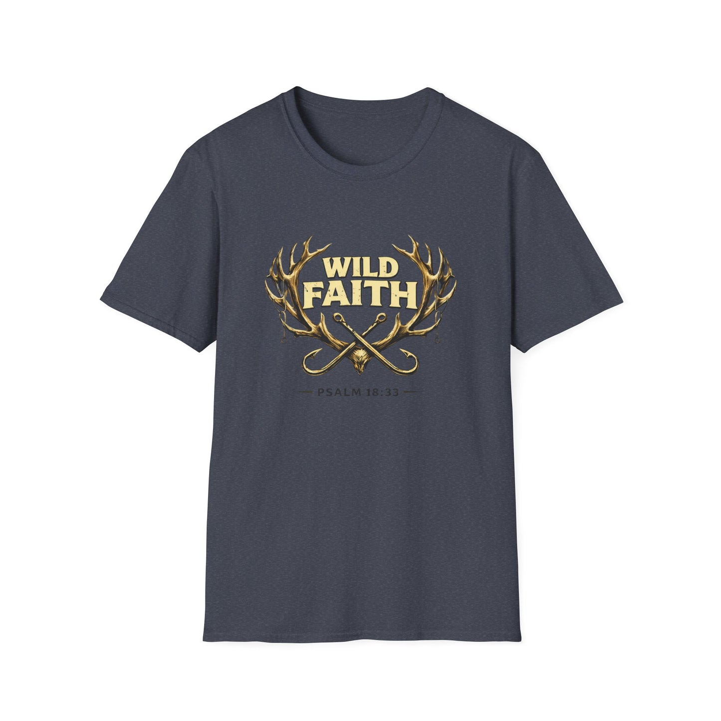 Wild Faith T-Shirt — Psalm 18:33 Antler Christian Graphic Tee