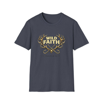 Wild Faith T-Shirt — Psalm 18:33 Antler Christian Graphic Tee