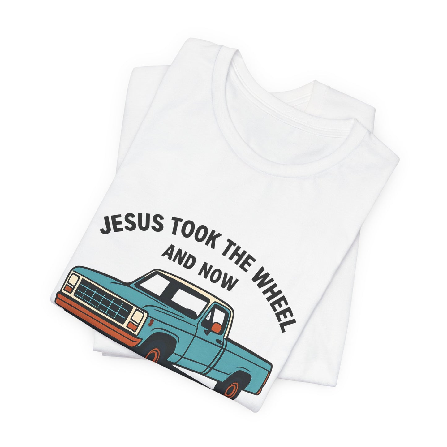 Jesus Took the Wheel Tee, Funny Christian Shirt, Shotgun Humor T-Shirt, Gift for Car Lovers, Casual Faith-Based Apparel