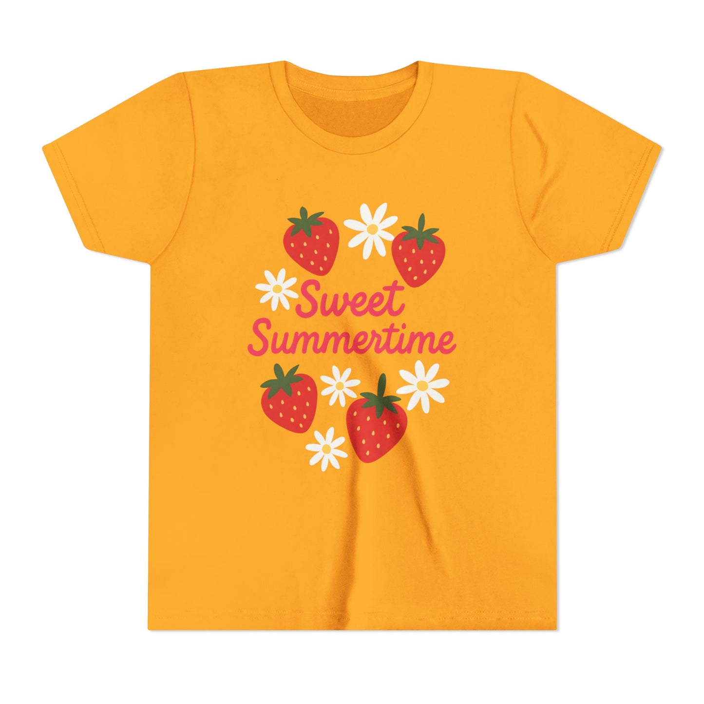 Sweet Summertime Youth Tee, Kids Summer Shirt, Strawberry Graphic Tee, Fun Gift for Children, Seasonal Apparel