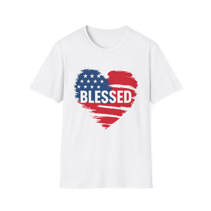 Patriotic Blessed Heart T-Shirt, Unisex T-Shirt, July 4th Shirt, Gift for Veterans, Casual Tee, Everyday Wear