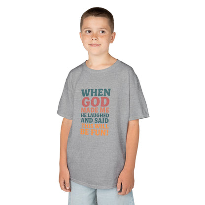 God Laughed Kids Tee, Fun Kids T-Shirt, Inspirational Quote Shirt, Birthday Gift, Faith-Based Apparel