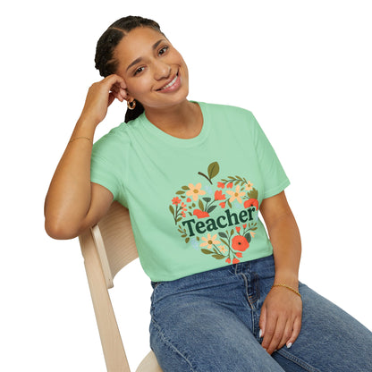 Floral Teacher T-Shirt | Perfect Gift for Educators, Back to School, Teacher Appreciation, Classroom Wear, Cute Teacher Shirts