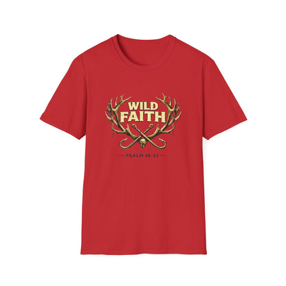 Wild Faith T-Shirt — Psalm 18:33 Antler Christian Graphic Tee