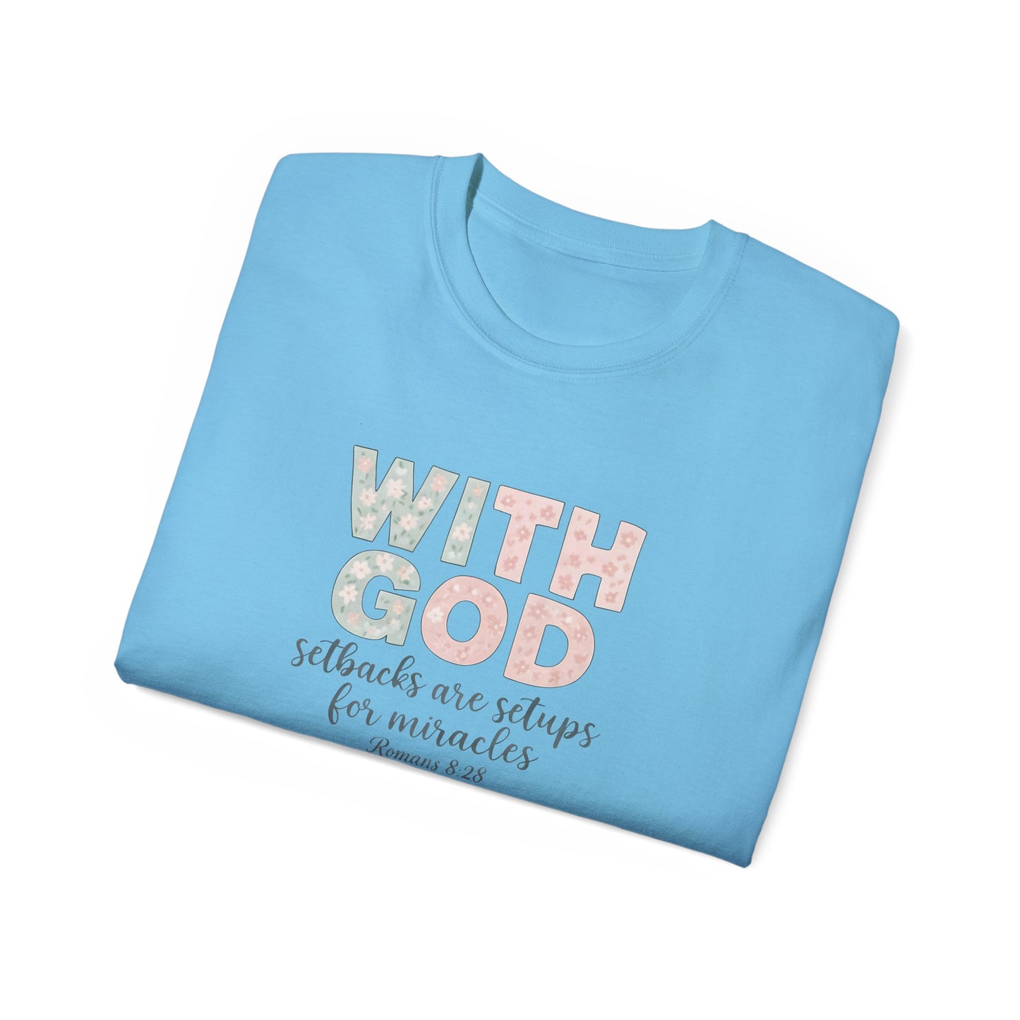 Inspirational Unisex Cotton Tee: "With God All Things Are Possible" - Faith, Gift, Encouragement, Casual Wear, Everyday Inspiration