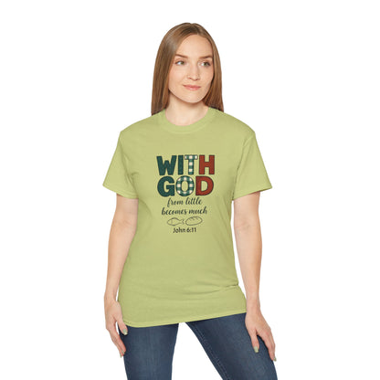 Inspirational Unisex Tee - 'With God, From Little Becomes Much' - Faith T-Shirt, Christian Apparel, Gift for Believers, Religious Tee, [...]