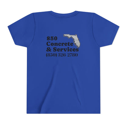 850 Concrete Services Youth Tee, Kid's Casual Shirt, Florida State Pride, Gift for Builders, Summer Wear, Handmade Tee