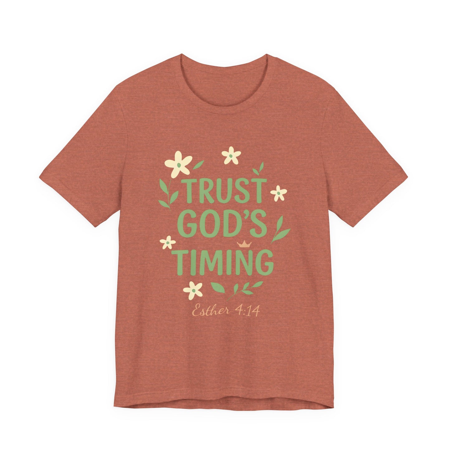 Trust God's Timing Tee, Inspirational Short Sleeve Shirt, Faith-Based Apparel, Gift for Believers, Bible Verse Tee, Everyday Wear