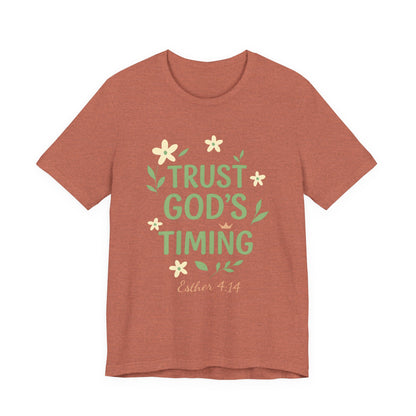 Trust God's Timing Tee, Inspirational Short Sleeve Shirt, Faith-Based Apparel, Gift for Believers, Bible Verse Tee, Everyday Wear