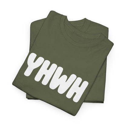 YHWH Unisex Heavy Cotton Tee, Spiritual T-Shirt, Casual Wear, Gift for Him/Her, Faith-Based Apparel, Trendy Everyday Tee