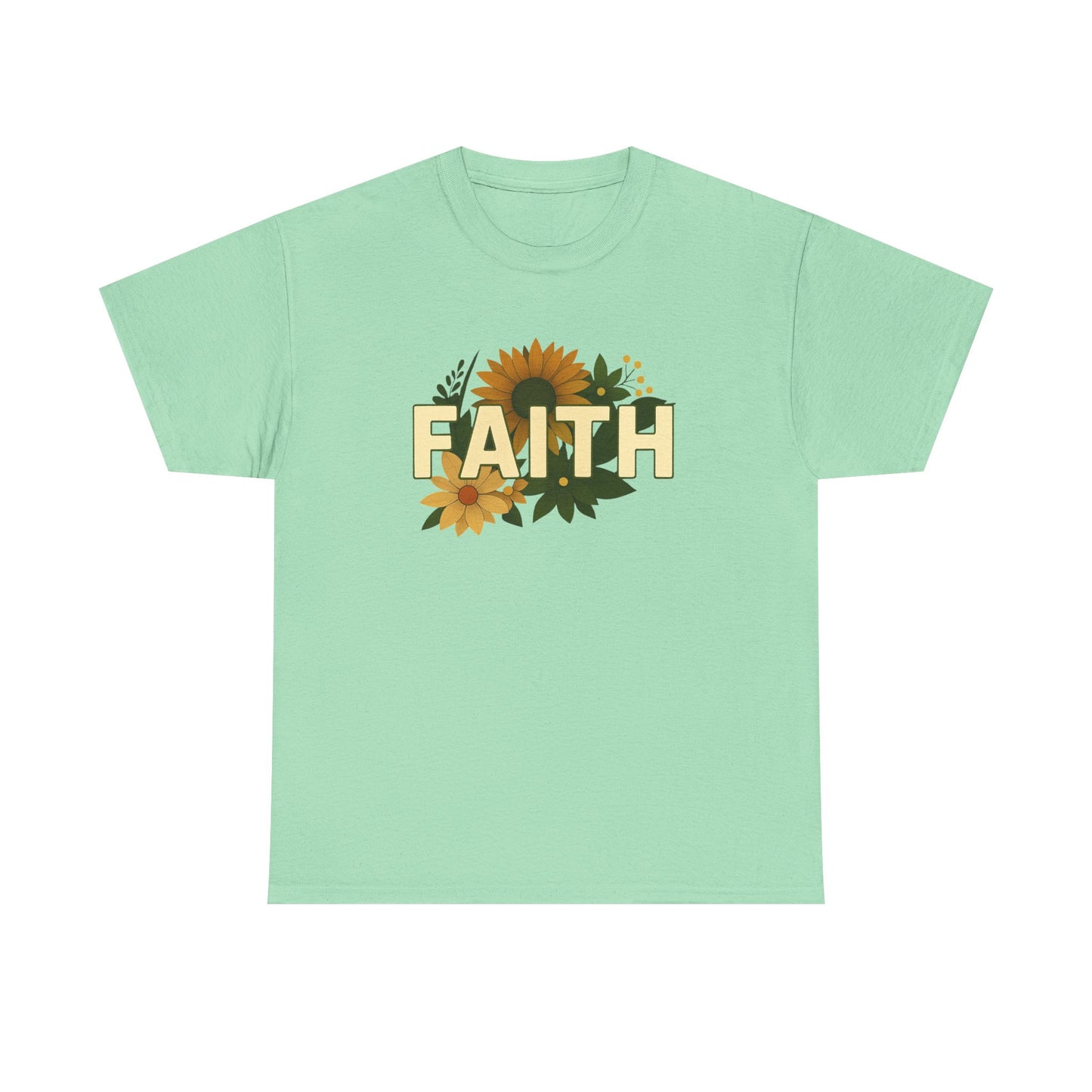 Faith Floral Unisex Tee, Inspirational Shirt for Everyday Wear, Sunflower Graphic Tee, Gift for Family and Friends, Faith-Based Apparel