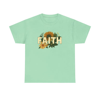 Faith Floral Unisex Tee, Inspirational Shirt for Everyday Wear, Sunflower Graphic Tee, Gift for Family and Friends, Faith-Based Apparel