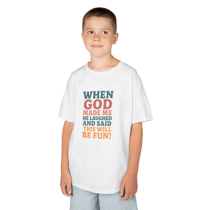 God Laughed Kids Tee, Fun Kids T-Shirt, Inspirational Quote Shirt, Birthday Gift, Faith-Based Apparel