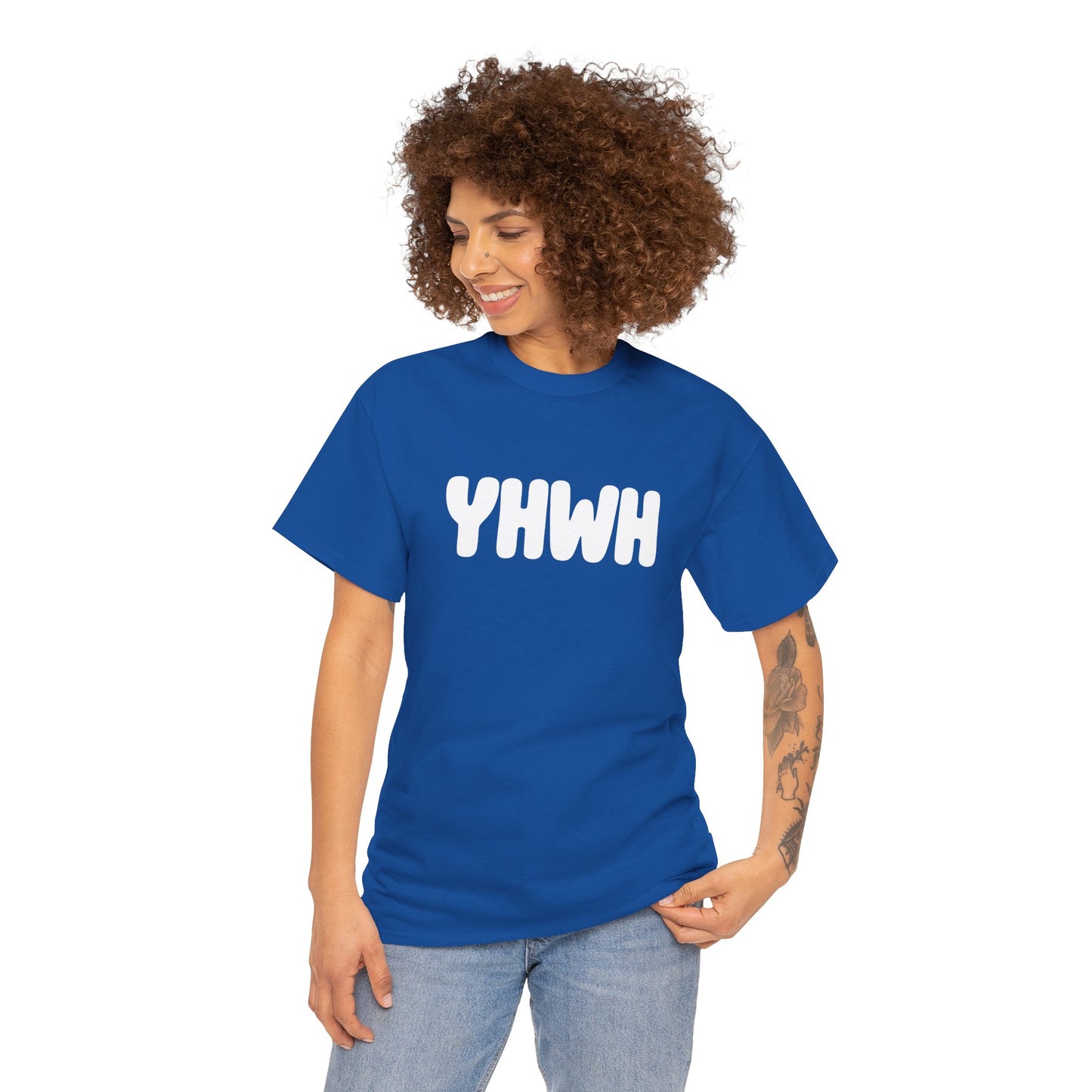 YHWH Unisex Heavy Cotton Tee, Spiritual T-Shirt, Casual Wear, Gift for Him/Her, Faith-Based Apparel, Trendy Everyday Tee