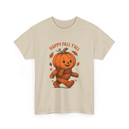 Happy Fall Y'all Unisex Heavy Cotton Tee, Autumn T-Shirt, Pumpkin Graphic Shirt, Cozy Fall Apparel, Halloween Outfit, Harvest Celebration