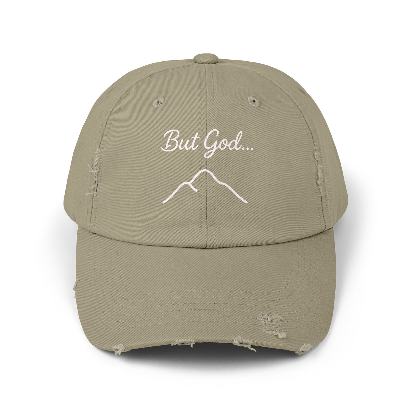 Distressed Cap with 'But God...' Quote, Inspirational Hat for Outdoor Enthusiasts, Gift for Faith Lovers, Everyday Style Accessory, [...]