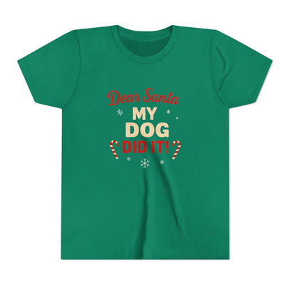 Kids Christmas Tee — “Dear Santa My Dog Did It” Holiday T‑Shirt