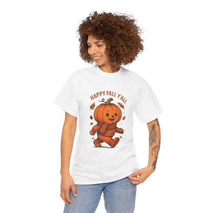 Happy Fall Y'all Unisex Heavy Cotton Tee, Autumn T-Shirt, Pumpkin Graphic Shirt, Cozy Fall Apparel, Halloween Outfit, Harvest Celebration
