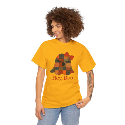 Hey Boo Halloween Tee, Unisex Cotton Shirt for Ghost Lovers, Spooky Apparel, Cute Halloween Gift, Trick or Treat Shirt