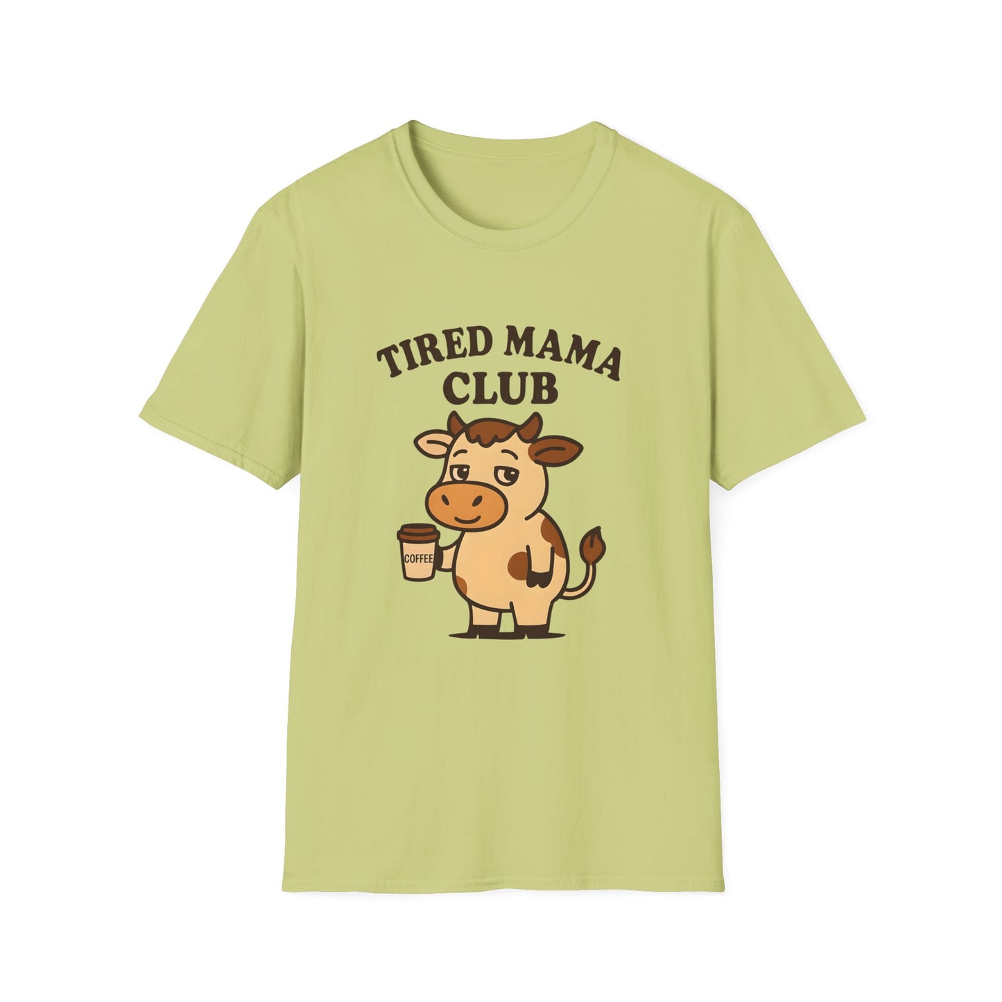 Tired Mama Club T-Shirt, Funny Mom Tee, Gift for New Moms, Relaxed Casual Wear, Mother’s Day Apparel, Cow Graphic Tee