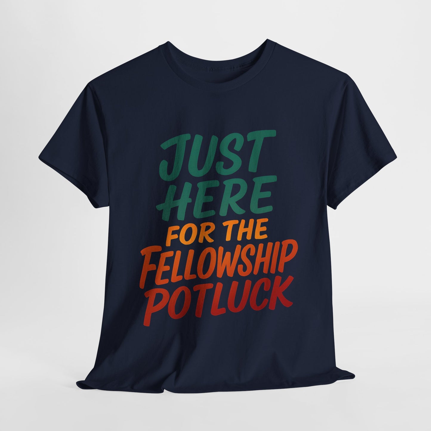 Just Here for the Fellowship Potluck Tee, Unisex Cotton T-Shirt, Fun Gathering Shirt, Party Tees, Casual Event Wear, Gifts for Friends
