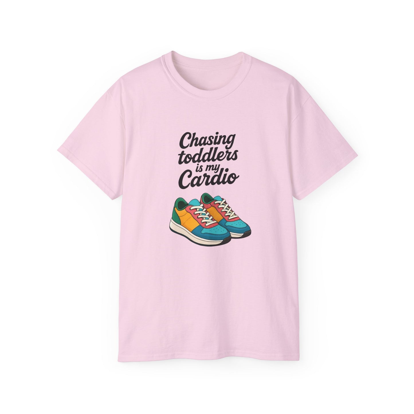 Chasing Toddlers Is My Cardio Unisex Ultra Cotton Tee, Funny Parent Shirt, Gift for Moms and Dads, Casual Wear, Toddler Parenting Humor