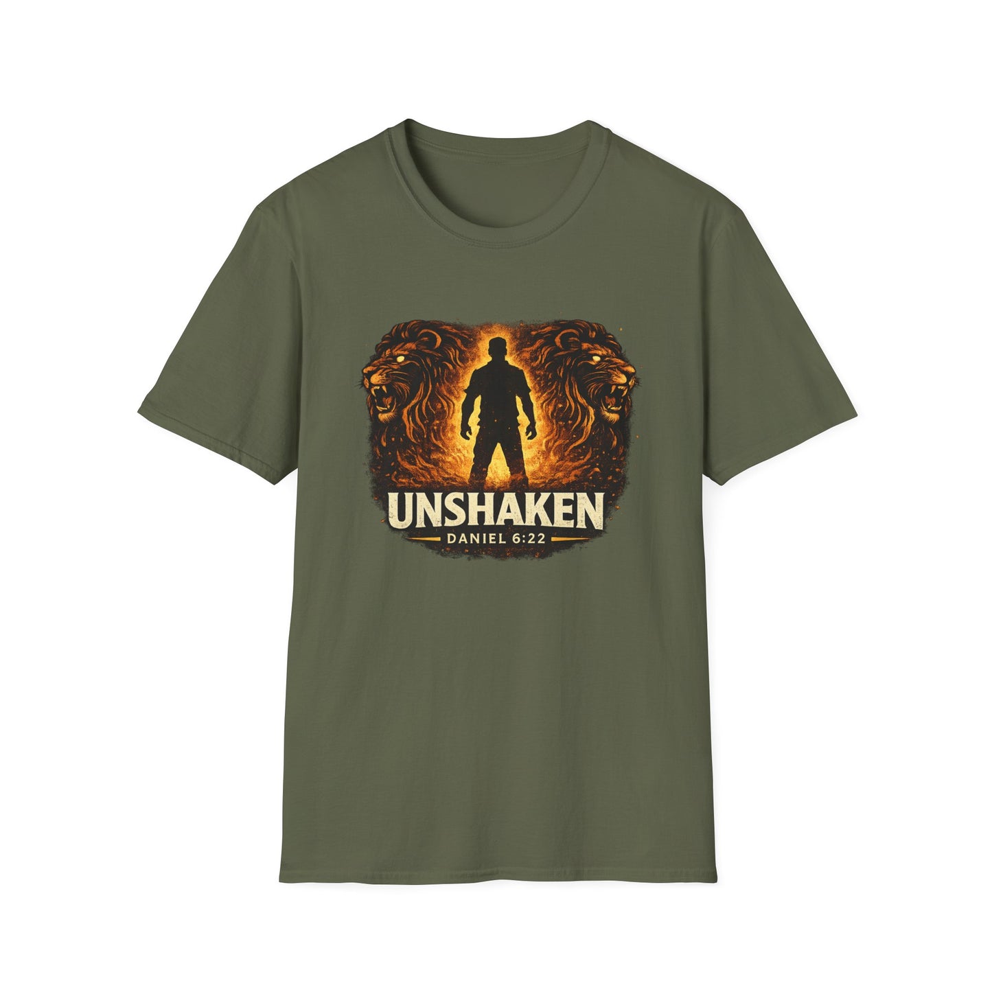 Unshaken T-Shirt – Christian Faith Lion Design (Daniel 6:22)