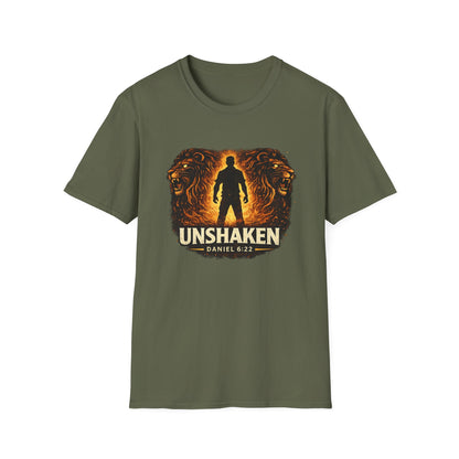 Unshaken T-Shirt – Christian Faith Lion Design (Daniel 6:22)