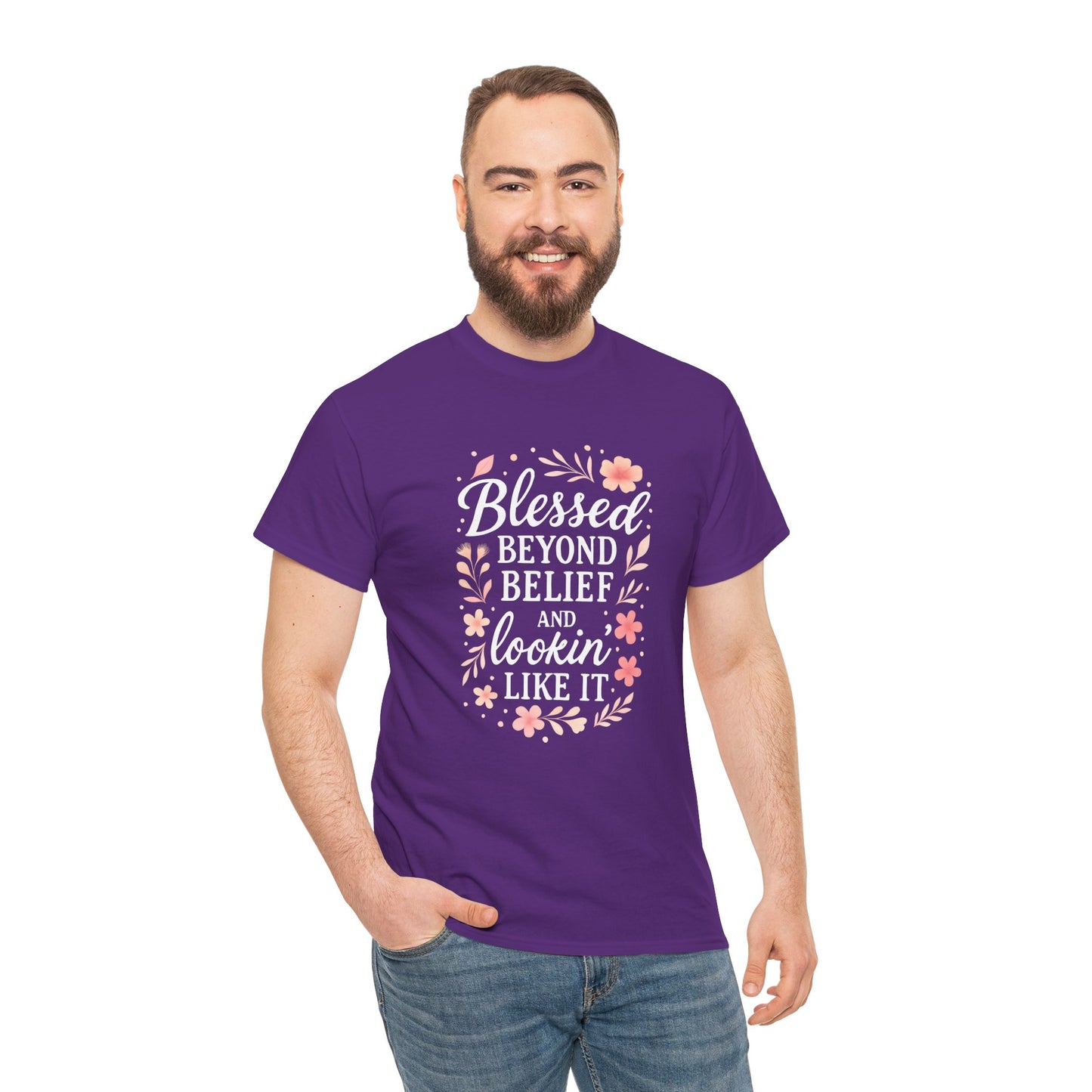 Blessed Beyond Belief Tee, Inspirational Unisex Heavy Cotton T-Shirt, Faith-Based Gift, Motivational Apparel, Casual Wear, Unique Top