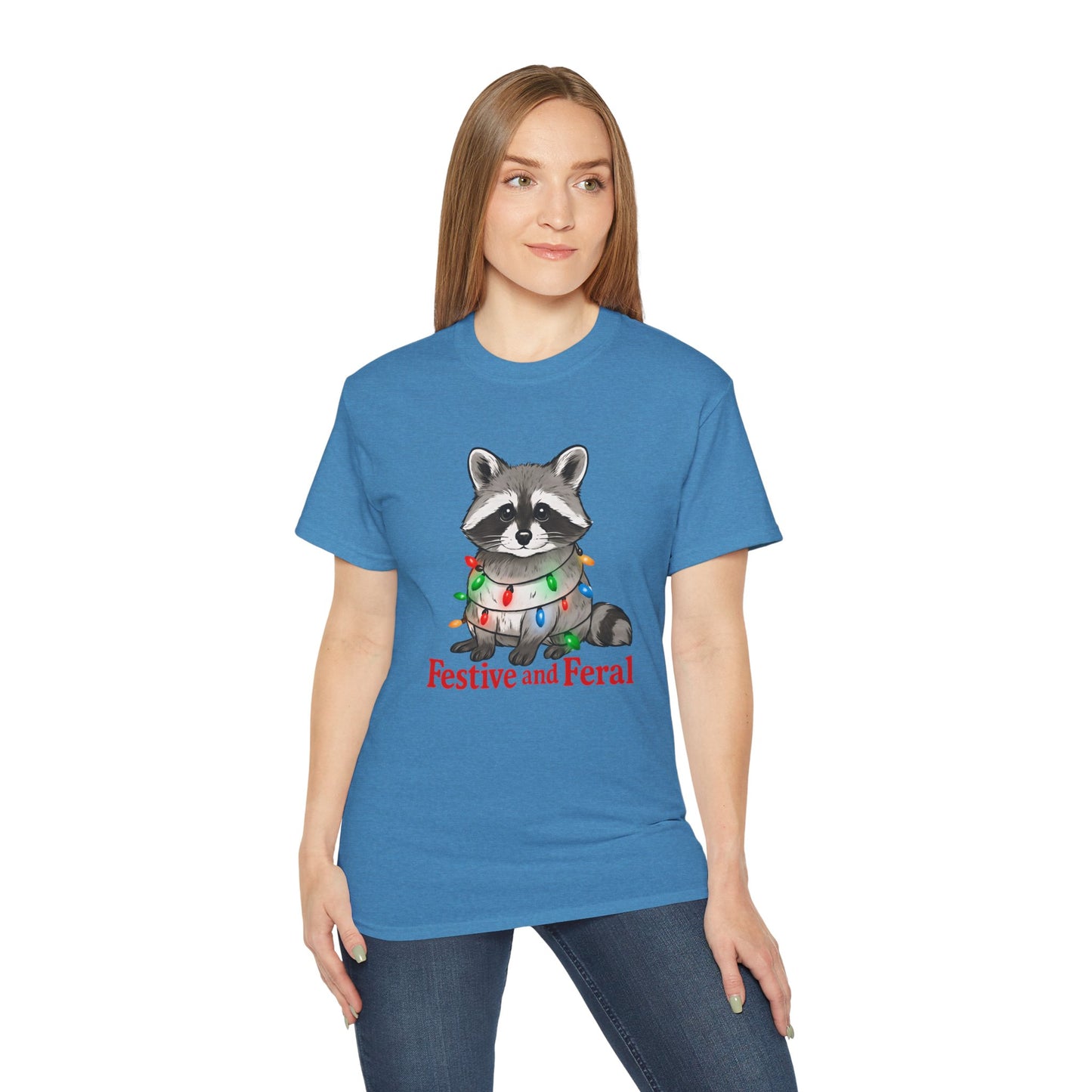 Festive and Feral Raccoon Christmas Tee