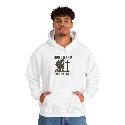 Hunt Hard Pray Hard Hoodie, Faith-Based Sweatshirt, Outdoor Enthusiast Gear, Gift for Hunters, Inspirational Apparel