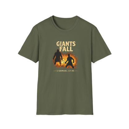 Giants Fall T-Shirt – 1 Samuel 17:45 Christian Faith Tee