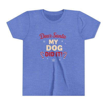 Kids Christmas Tee — “Dear Santa My Dog Did It” Holiday T‑Shirt