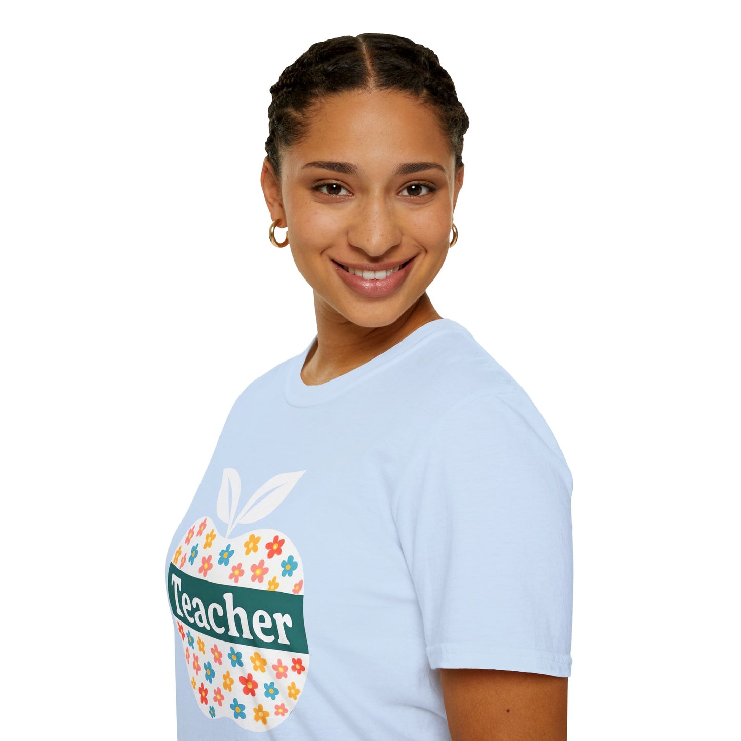 Teacher Appreciation Orange T-Shirt, Gift for Educators, School Spirit Wear, Teacher's Day, Floral Design, Unisex Softstyle Tee