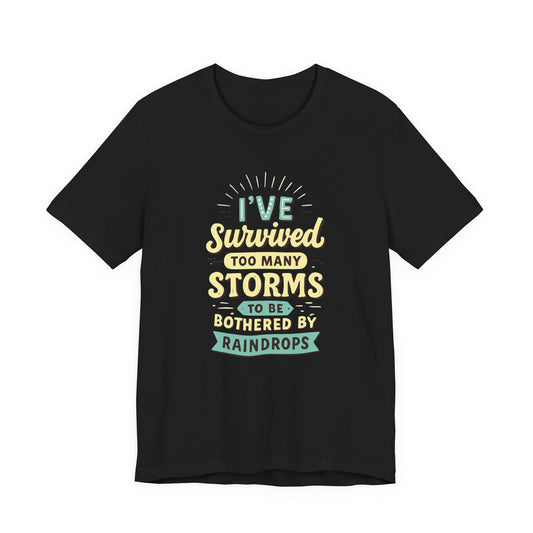 Survived Storms Tee: Motivational Unisex Jersey Tee, Inspirational Gift, Casual Wear, Self-Care Shirt, Empowerment Apparel