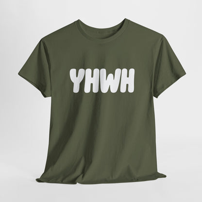 YHWH Unisex Heavy Cotton Tee, Spiritual T-Shirt, Casual Wear, Gift for Him/Her, Faith-Based Apparel, Trendy Everyday Tee
