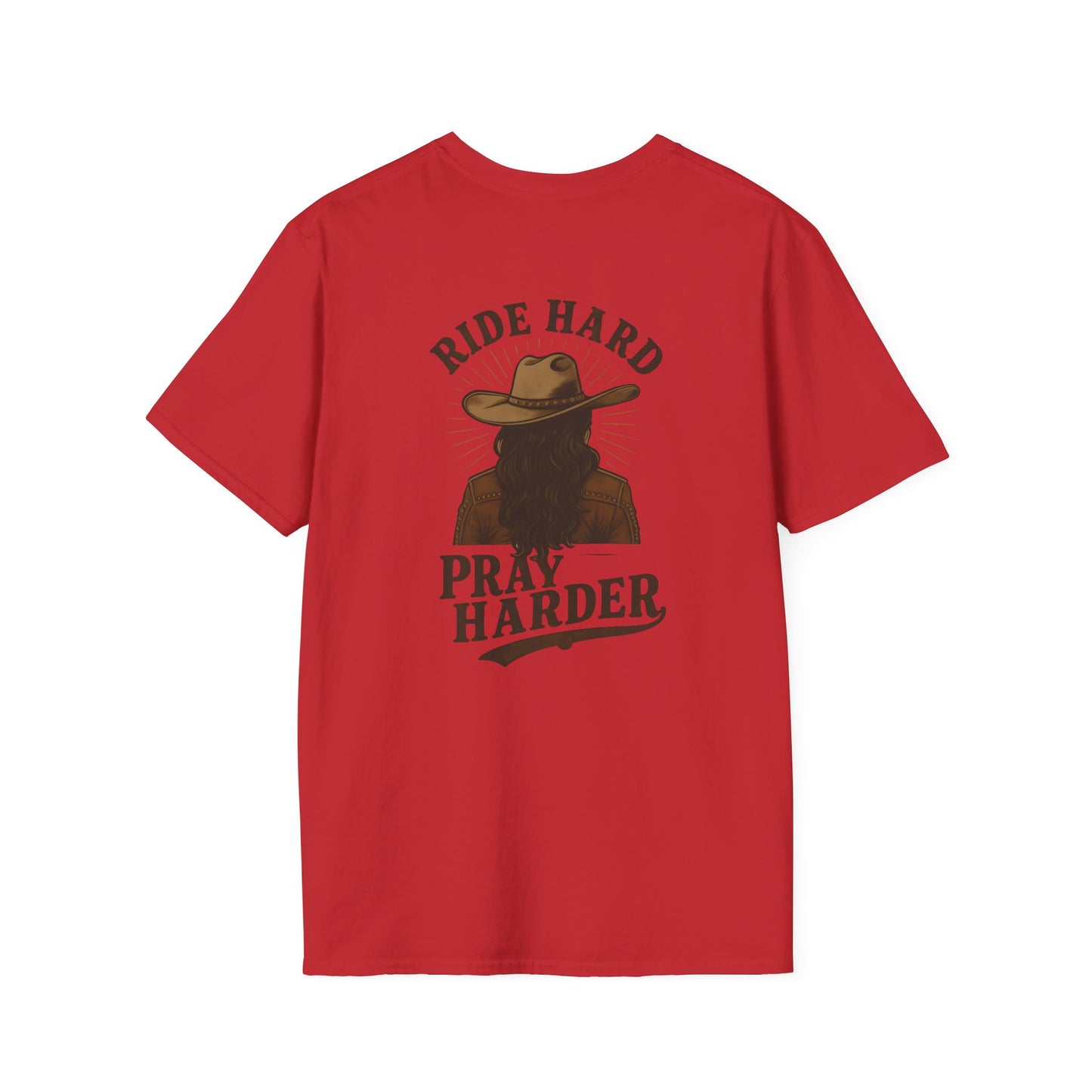 Ride Hard Pray Harder T-Shirt - Unisex Casual Tee, Western Style Apparel, Gift for Cowboys, Inspirational Shirt, Everyday Wear