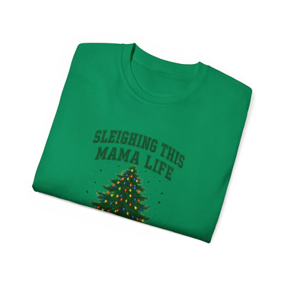 Sleighing This Mama Life Christmas Tee – With Jesus As My Light Holiday Shirt