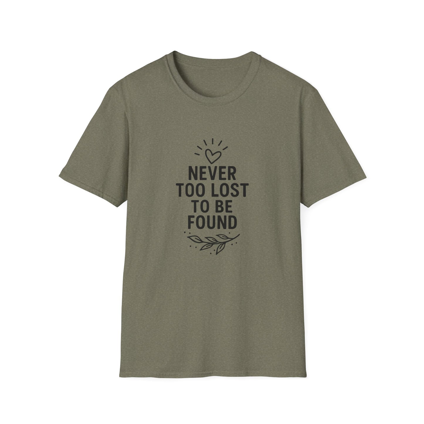 Inspirational Quote T-Shirt: Never Too Lost To Be Found, Unisex Softstyle Tee for Everyday Comfort, Gift for Friends, Uplifting [...]