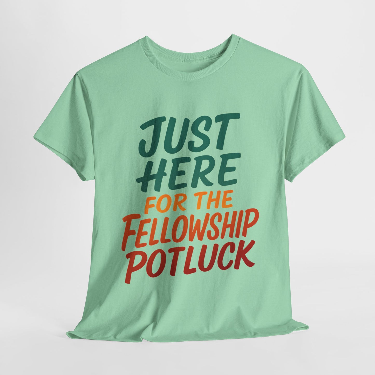 Just Here for the Fellowship Potluck Tee, Unisex Cotton T-Shirt, Fun Gathering Shirt, Party Tees, Casual Event Wear, Gifts for Friends
