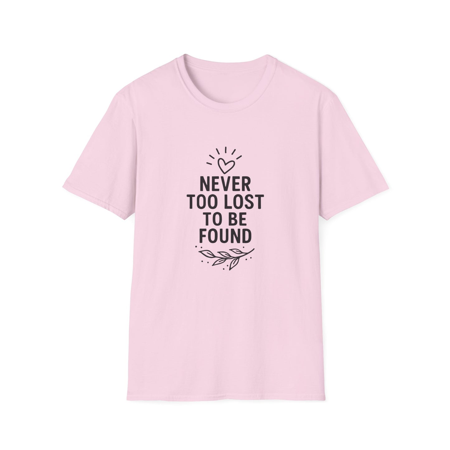 Inspirational Quote T-Shirt: Never Too Lost To Be Found, Unisex Softstyle Tee for Everyday Comfort, Gift for Friends, Uplifting [...]