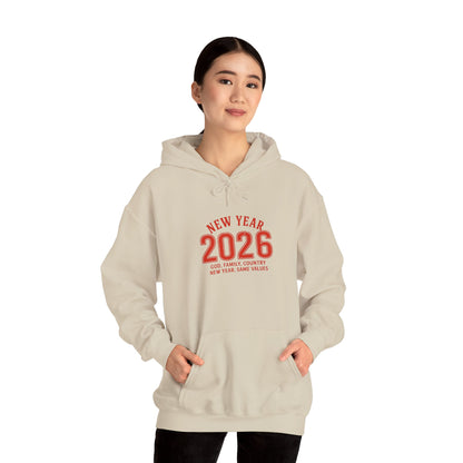 2026 New Year Hoodie - Minimal Red Celebration Sweatshirt