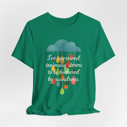 Survived Storms Tee: Uplifting Unisex T-Shirt, Inspirational Gift, Casual Wear, Everyday Comfort, Optimistic Quote Shirt