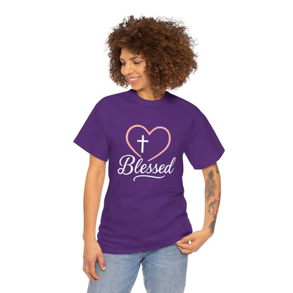Blessed Unisex Heavy Cotton Tee - Faith T-Shirt, Christian Apparel, Gift for Her, Inspirational Shirt, Everyday Wear