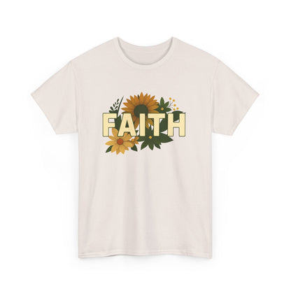 Faith Floral Unisex Tee, Inspirational Shirt for Everyday Wear, Sunflower Graphic Tee, Gift for Family and Friends, Faith-Based Apparel