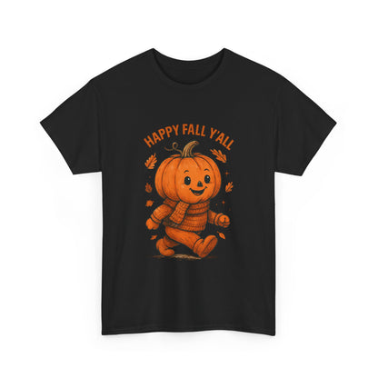 Happy Fall Y'all Unisex Heavy Cotton Tee, Autumn T-Shirt, Pumpkin Graphic Shirt, Cozy Fall Apparel, Halloween Outfit, Harvest Celebration