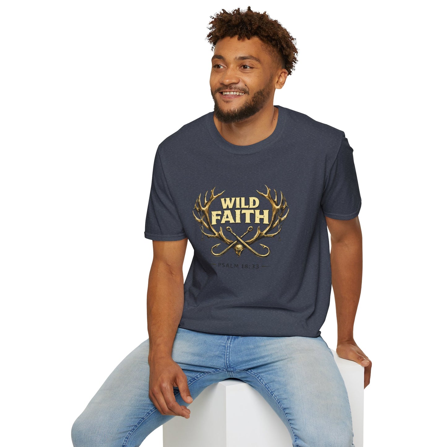 Wild Faith T-Shirt — Psalm 18:33 Antler Christian Graphic Tee