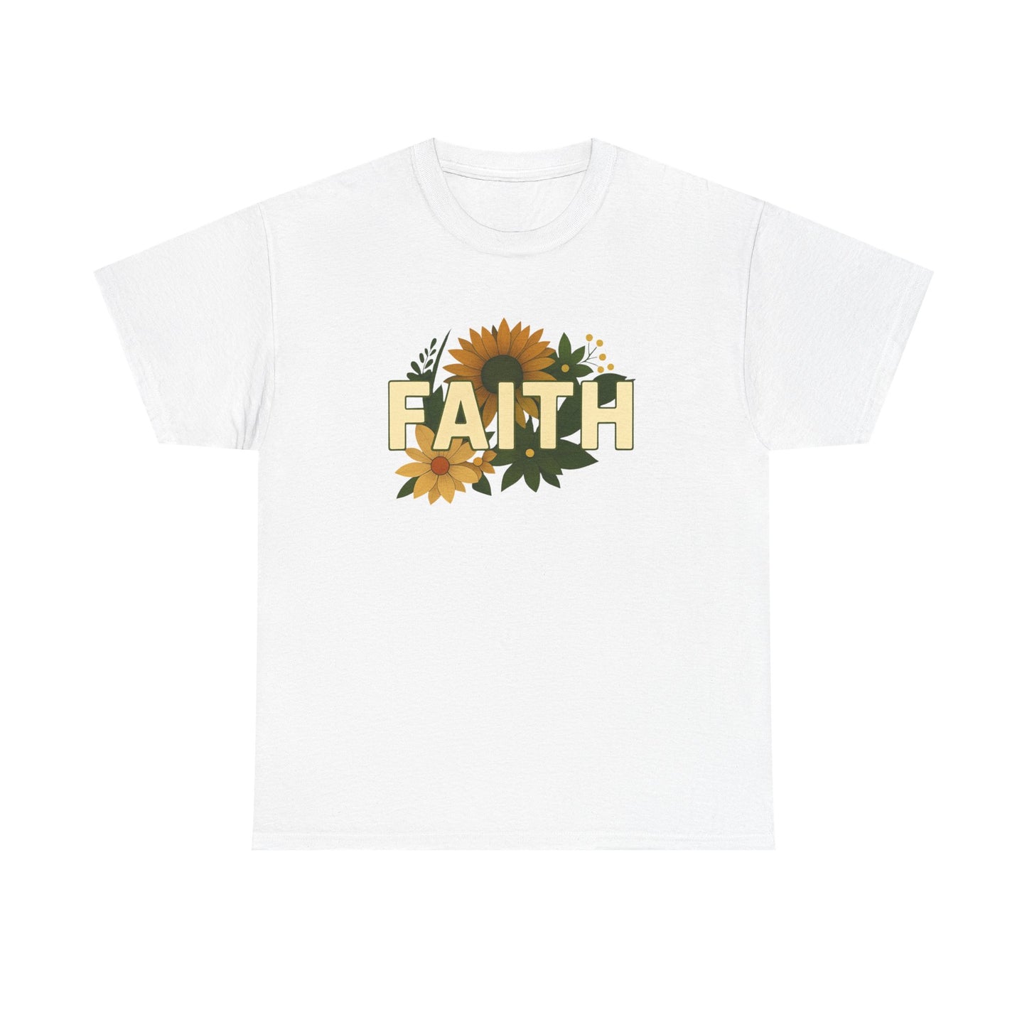 Faith Floral Unisex Tee, Inspirational Shirt for Everyday Wear, Sunflower Graphic Tee, Gift for Family and Friends, Faith-Based Apparel